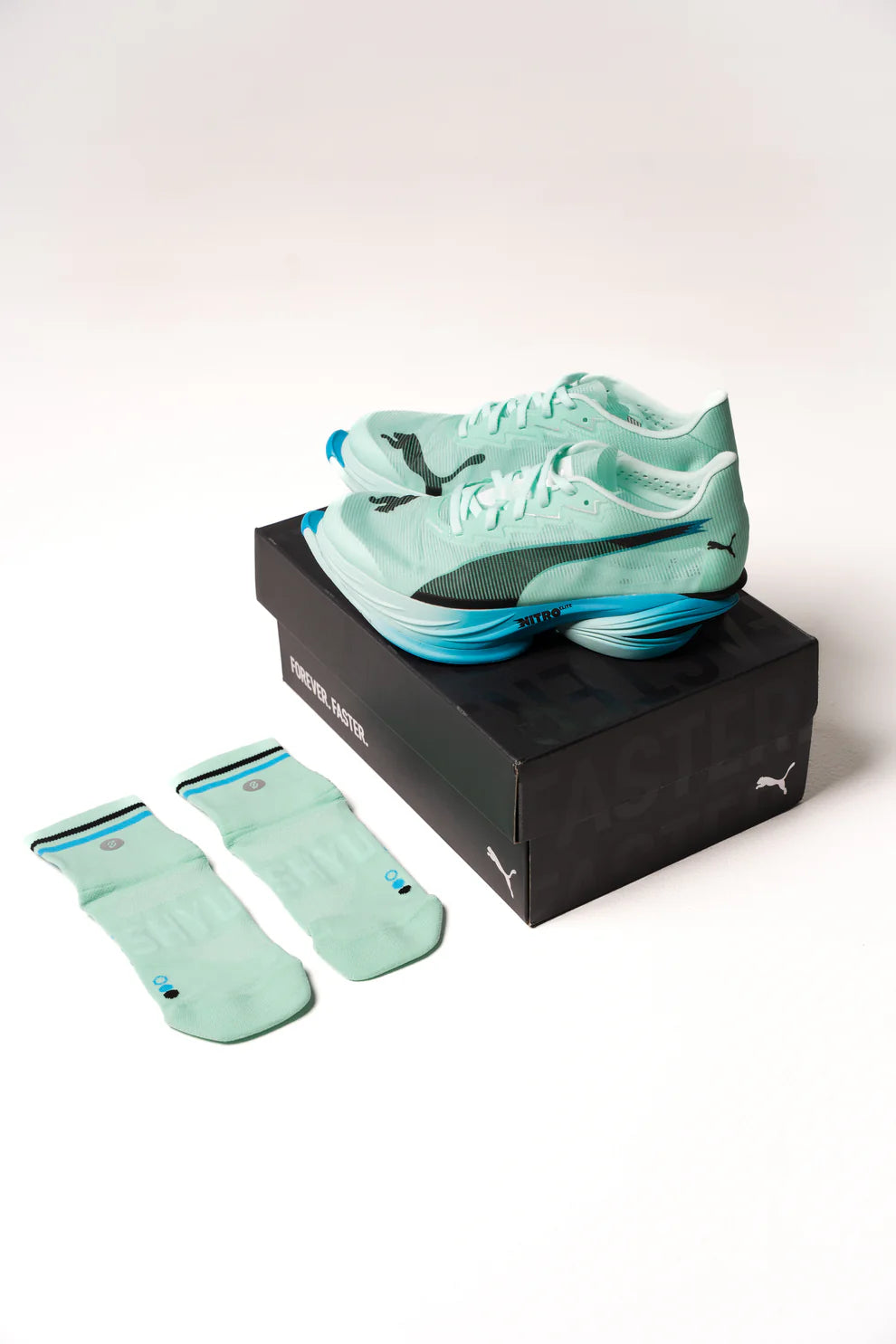 【SHYU 競賽跑襪】專為 Puma 碳板鞋設計｜aqua | blue | black 台灣官方合作夥伴