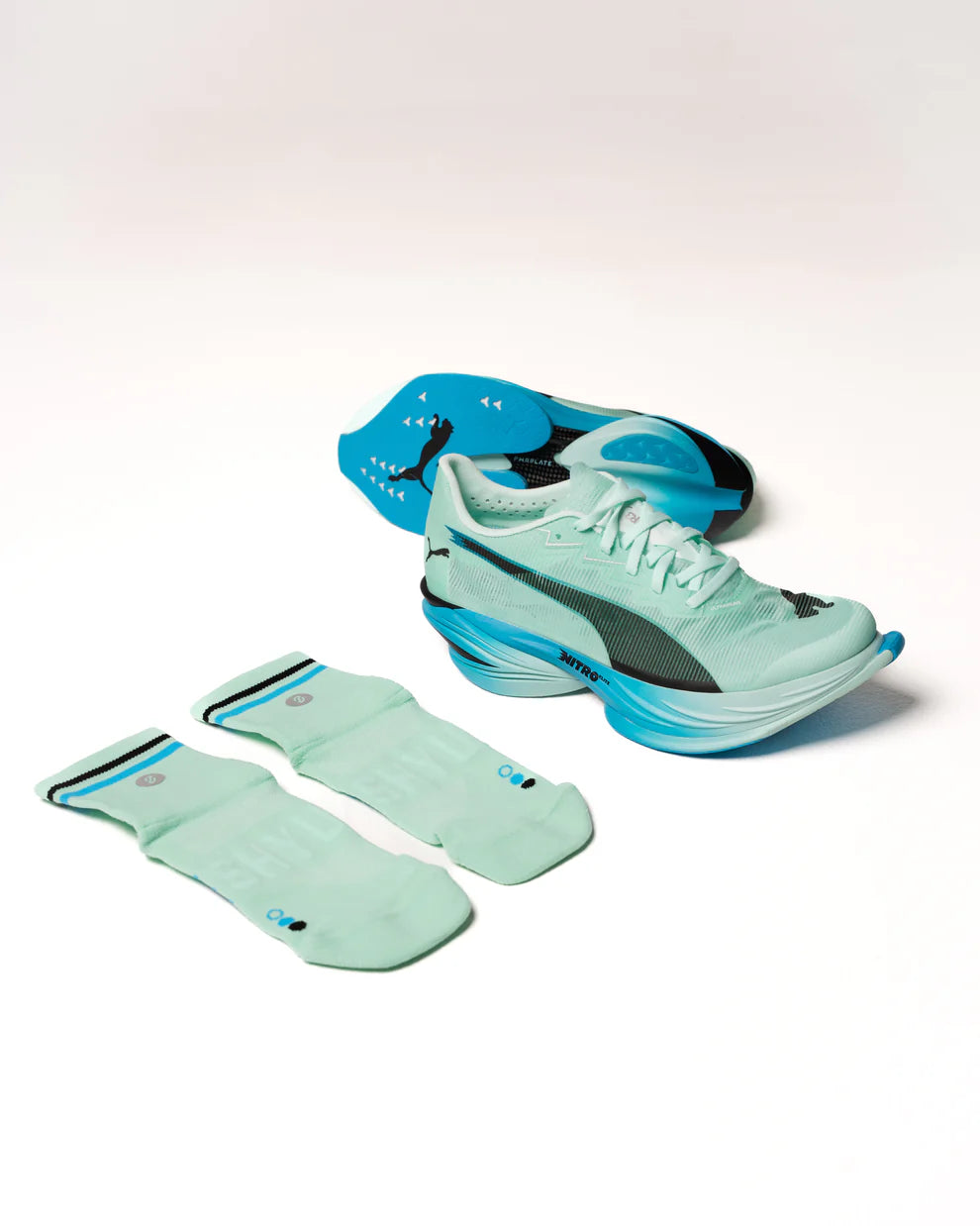 【SHYU 競賽跑襪】專為 Puma 碳板鞋設計｜aqua | blue | black 台灣官方合作夥伴