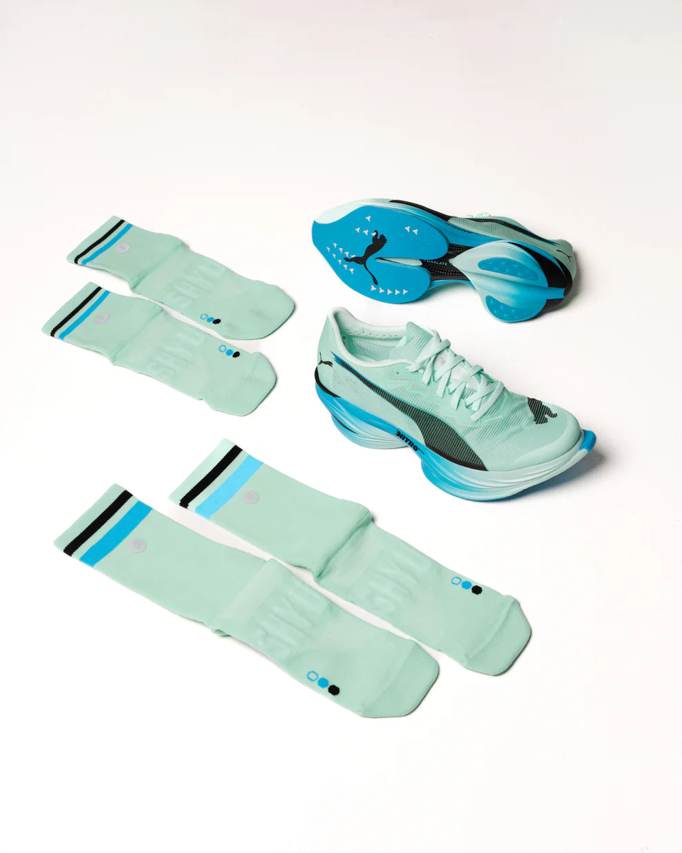 【SHYU 競賽跑襪】專為 Puma 碳板鞋設計｜aqua | blue | black 台灣官方合作夥伴